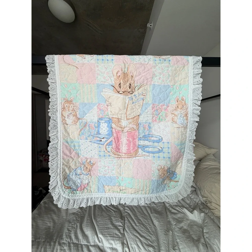 Vintage Peter Rabbit Print Baby Quilt